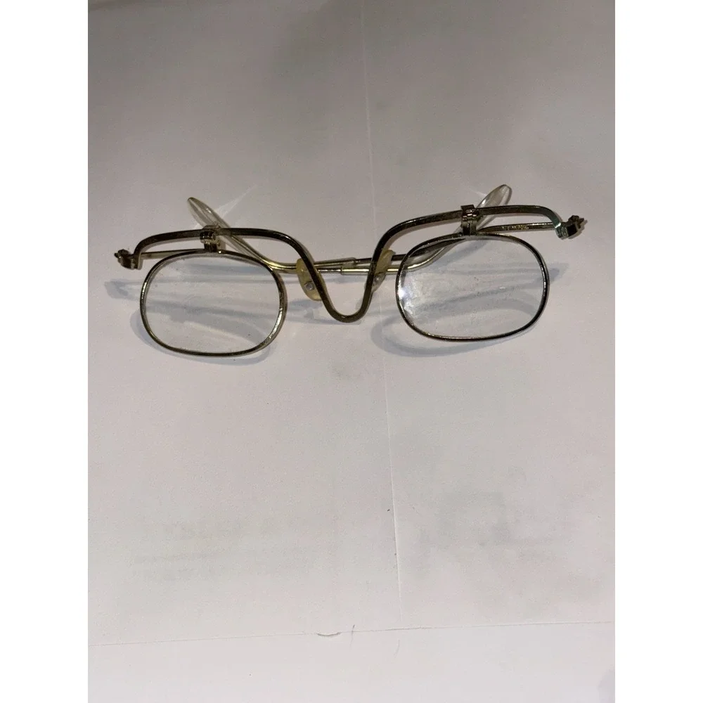 Vintage Steampunk BOHO‎ Flip Down Eye Glasses Gold Wire Framed Functional Prop